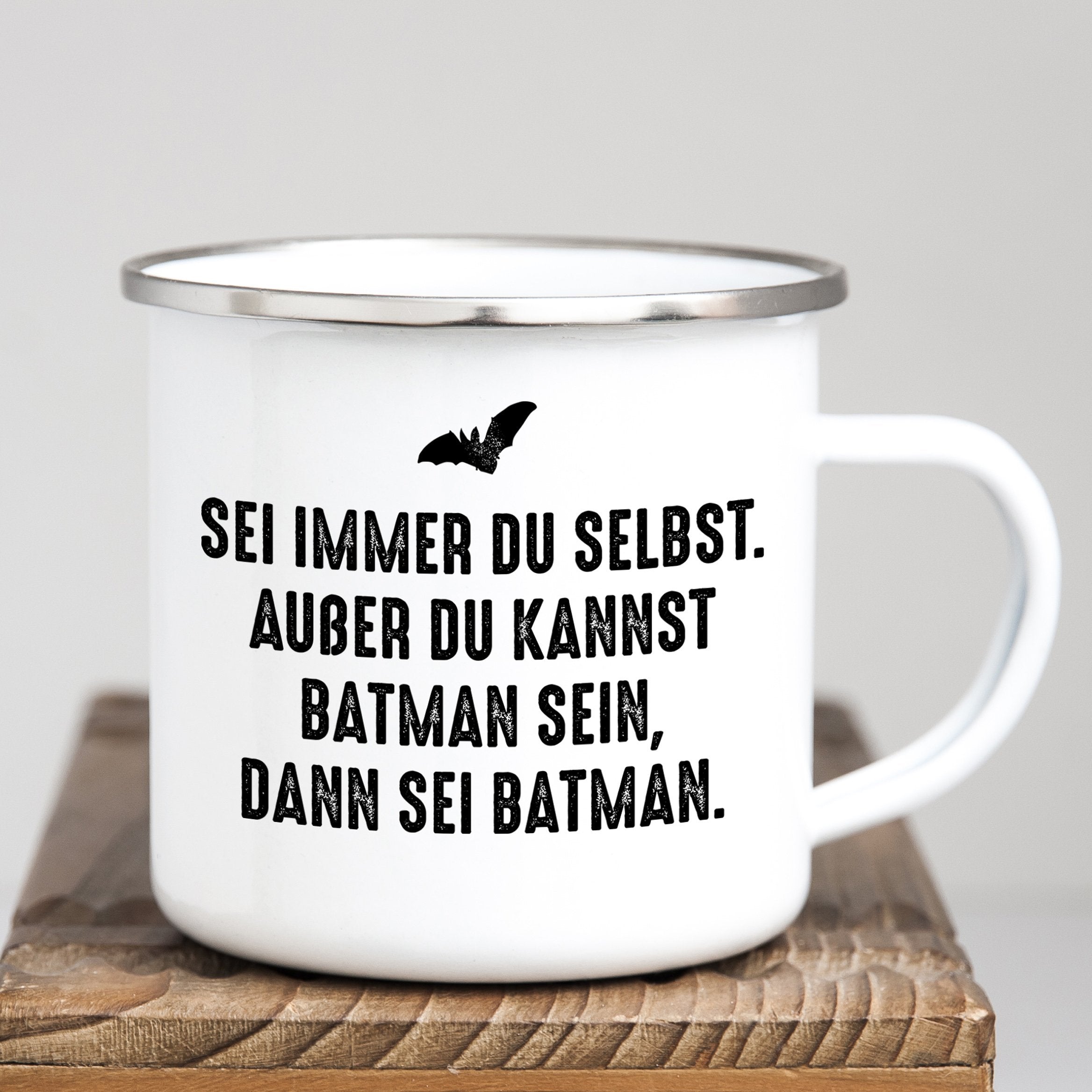 Emaille Tasse "Batman" - Individuelle Einladung